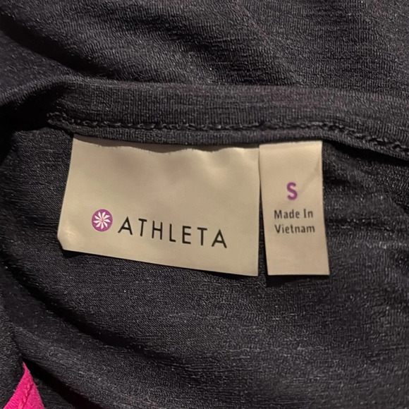 Athleta Women’s Small Tank Top Back Cutout Pink Stripe - Picture 5 of 6